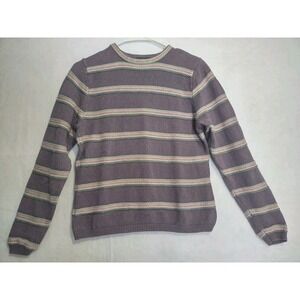 Woolrich Ramie Cotton Blend Women's Purple Striped Sweater Size M